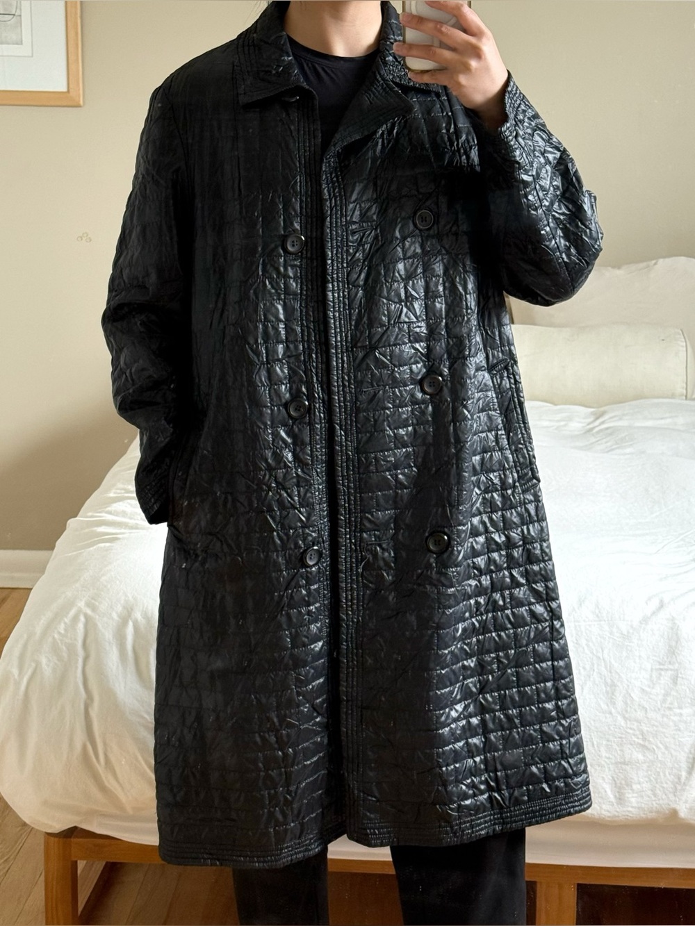 Lightweight 1960s Vintage Black Long Coat